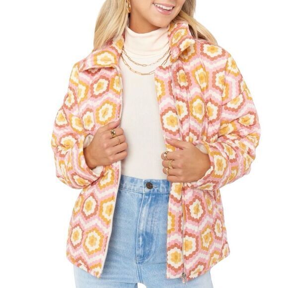 Show Me Your Mumu BOHO Powder Puffed Honeycomb Daisy Bomber Jacket - Picture 1 of 14